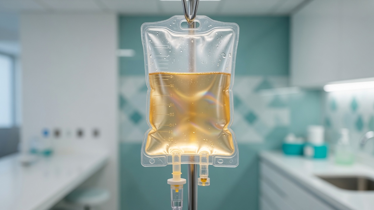 Sueroterapia NAD+ antiaging — suero IV luminoso en clínica